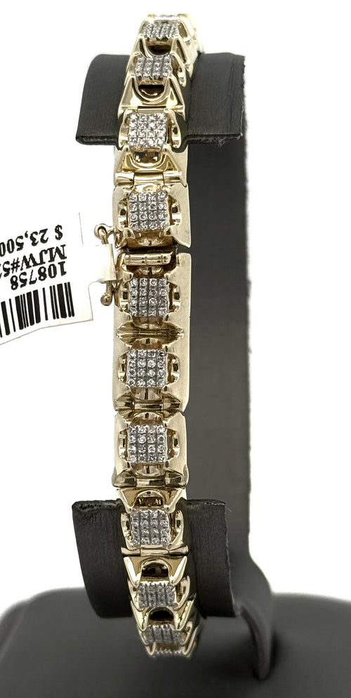 10k Yellow Gold 2.25CT Round Diamond Tennis Men's Bracelet, 8", S108758