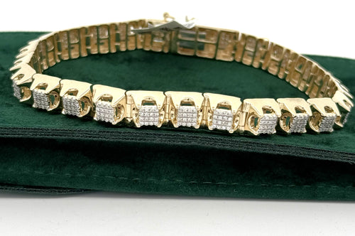 10k Yellow Gold 2.25CT Round Diamond Tennis Men's Bracelet, 8", S108758