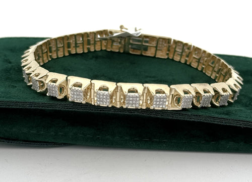 10k Yellow Gold 2.25CT Round Diamond Tennis Men's Bracelet, 8", S108758