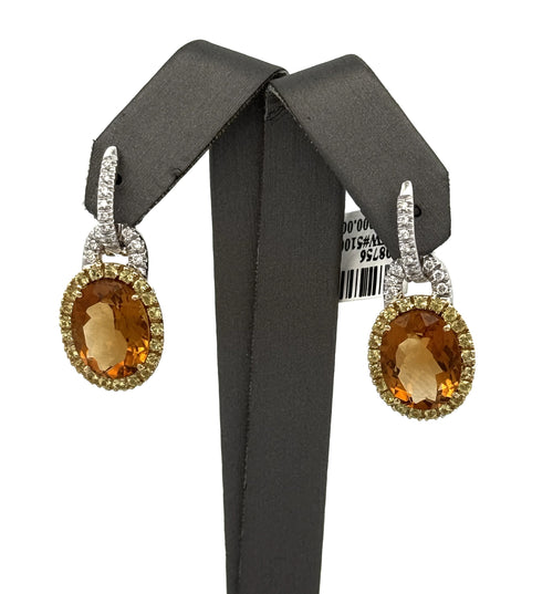 Valente 18k Two-tone Gold Yellow Sapphire, Citrine & Diamond Drop Lady Earring, S108756