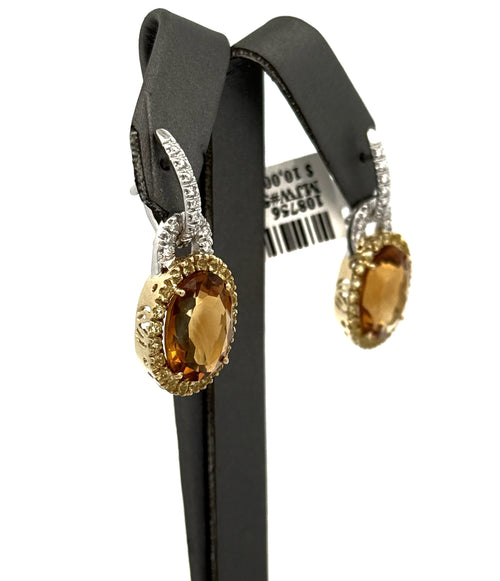 Valente 18k Two-tone Gold Yellow Sapphire, Citrine & Diamond Drop Lady Earring, S108756