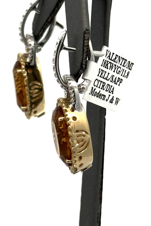 Valente 18k Two-tone Gold Yellow Sapphire, Citrine & Diamond Drop Lady Earring, S108756