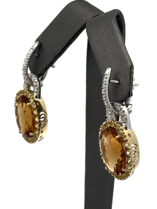 Valente 18k Two-tone Gold Yellow Sapphire, Citrine & Diamond Drop Lady Earring, S108756