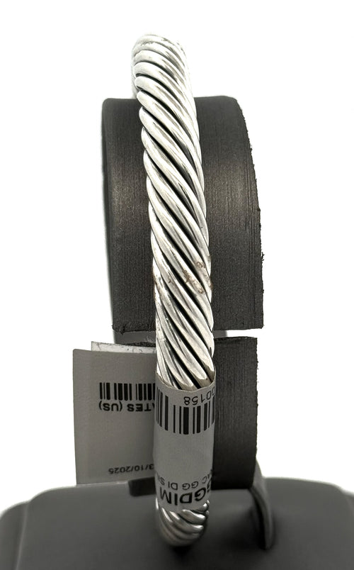 David Yurman Classic Cable Bracelet Sterling Silver with 14K Yellow Gold Domes and Diamonds, 7mm