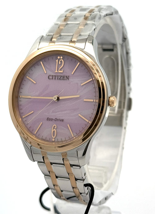 Citizen Ladies Eco Watch 36mm with Pink Marbled Dial, EM1216-55X