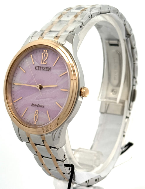 Citizen Ladies Eco Watch 36mm with Pink Marbled Dial, EM1216-55X