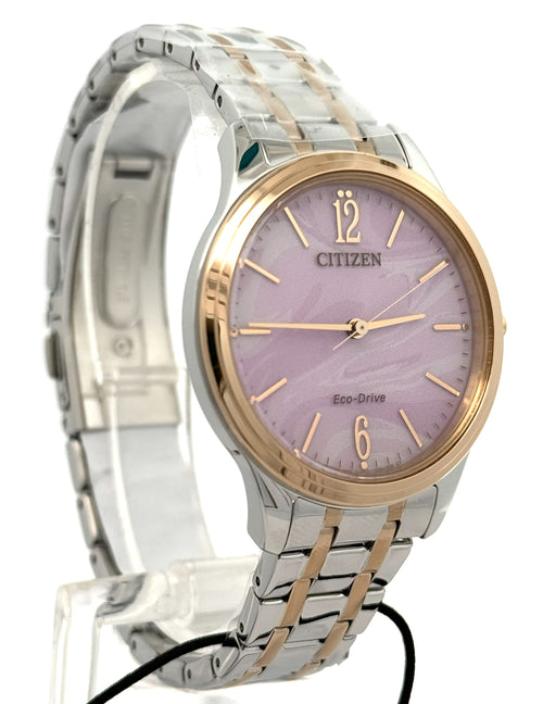 Citizen Ladies Eco Watch 36mm with Pink Marbled Dial, EM1216-55X