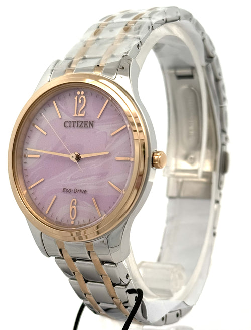 Citizen Ladies Eco Watch 36mm with Pink Marbled Dial, EM1216-55X