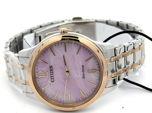 Citizen Ladies Eco Watch 36mm with Pink Marbled Dial, EM1216-55X