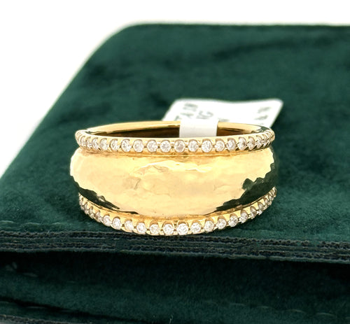 Ippolita 18k Classico Thin Goddess Hammered 0.25 CT Diamond Ring, 6.3gm, Size 7.25, S107694