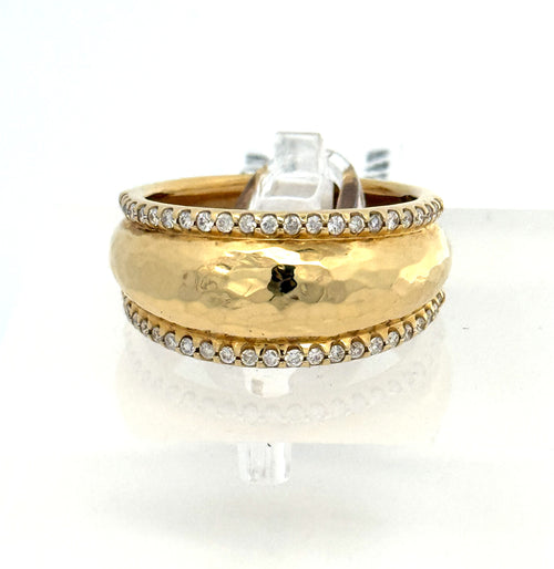 Ippolita 18k Classico Thin Goddess Hammered 0.25 CT Diamond Ring, 6.3gm, Size 7.25, S107694