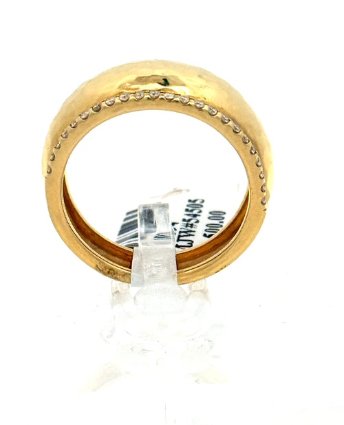 Ippolita 18k Classico Thin Goddess Hammered 0.25 CT Diamond Ring, 6.3gm, Size 7.25, S107694