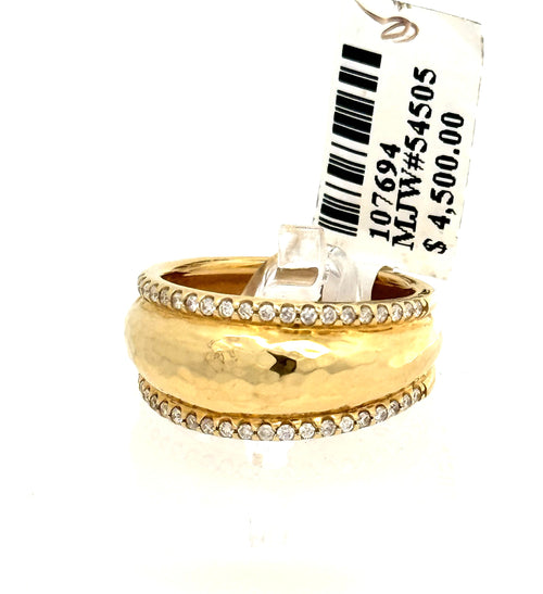 Ippolita 18k Classico Thin Goddess Hammered 0.25 CT Diamond Ring, 6.3gm, Size 7.25, S107694