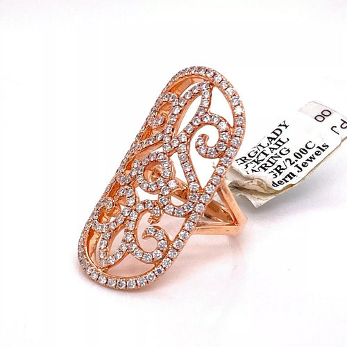 14k Rose Gold 1.50 CT Diamond Cocktail Ladies Ring, 10.1gm, Size 6.75, S12697