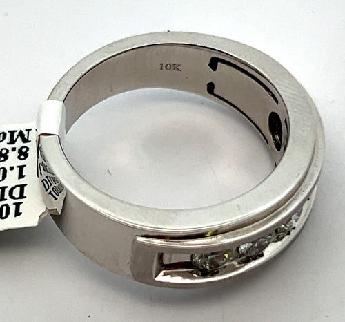 10k White Gold 1.0cT Diamond Men's Wedding Band, 8.8g, Size 10, S108175