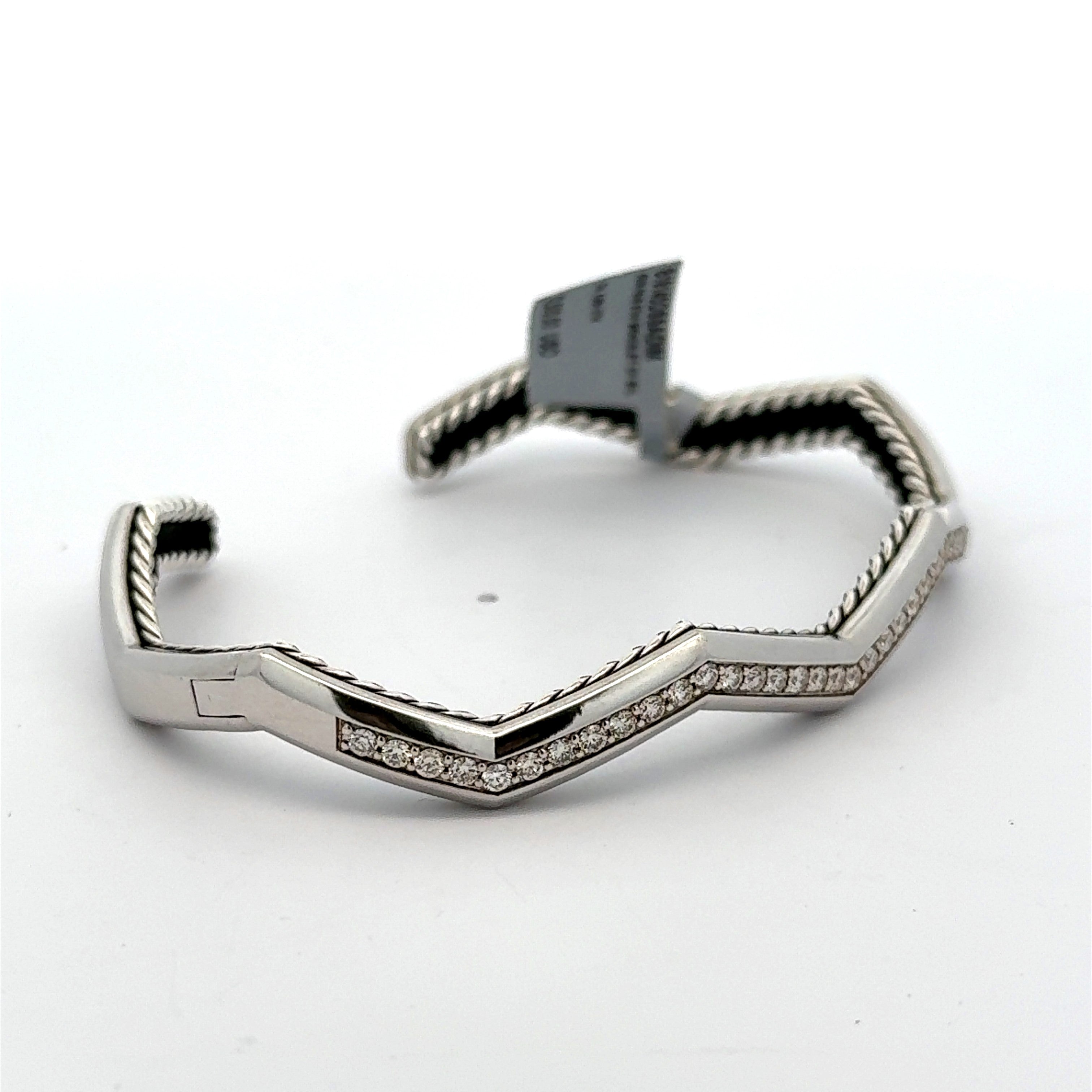 David Yurman Silver Zig Zag Stax 5mm Pave Ladies Bracelet