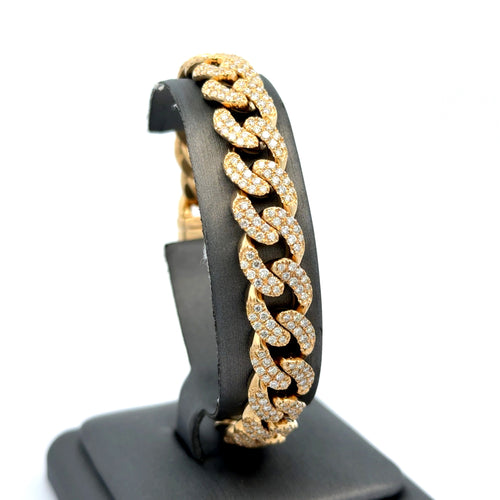 10k Yellow Gold 5.76 CT Diamond Cuban Link Bracelet,8" 50.1g, S108190