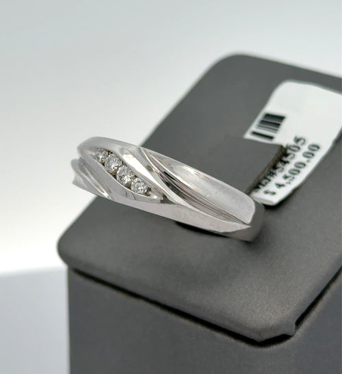 14k White Gold 0.25 CT Diamond Men's Wedding Band, 7.5g, Size 10.5, S14423