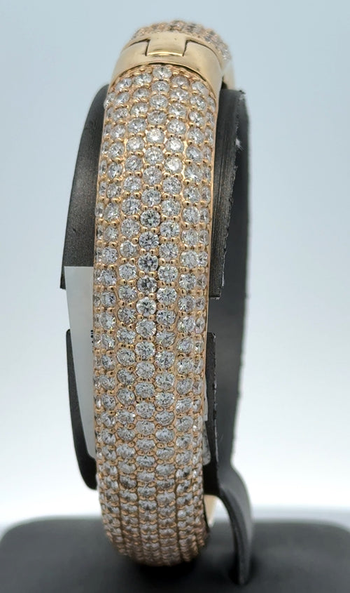 14k Yellow Gold 25.00CT Diamond Bangle Bracelet, 68.6g, 7'', S108378