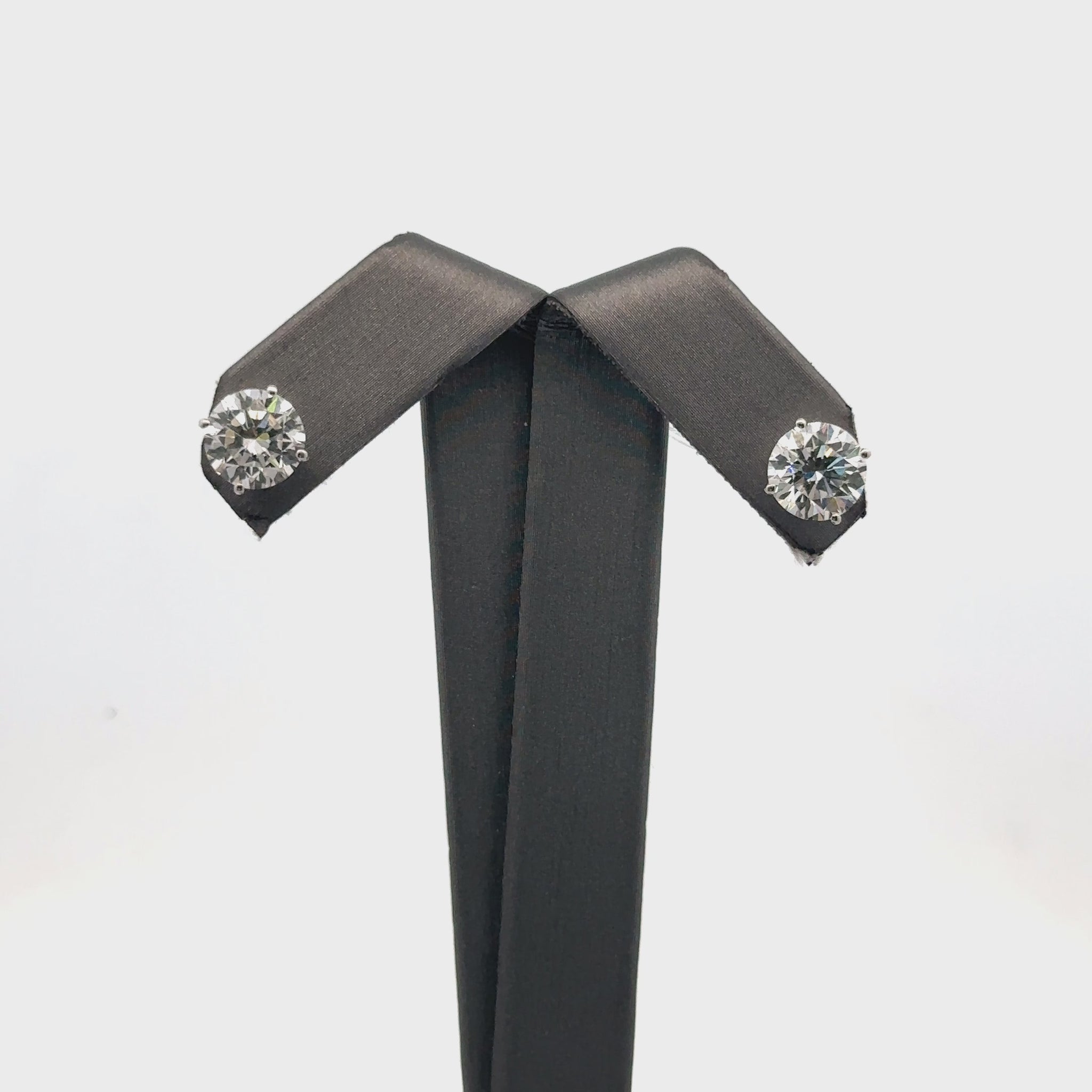 14k White Gold 4.10CT Lab-Grown Diamond Stud Earrings, Friction Back S107964