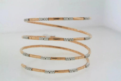 18k Rose Gold 1.50 CT Diamond Snake Style Ladies Bangle Bracelet, 31.1gm S13491