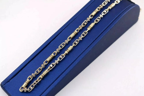 14K Two Tone Gold Fancy Chain Necklace, 77.6gm, 26", S105174