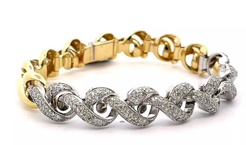 Synthesis 18K Yellow & White Gold, 2.85 Ct diamond Estate Bracelet, 47g S107988