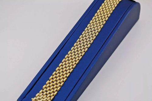 Fancy 14k Yellow Gold Wide Bracelet, Made in Italy, 37.5gm, 7.5", S105159