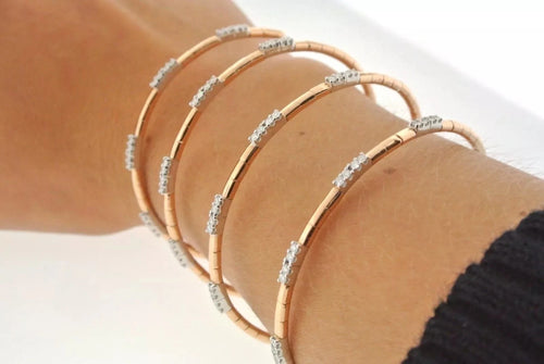 18k Rose Gold 1.50 CT Diamond Snake Style Ladies Bangle Bracelet, 31.1gm S13491