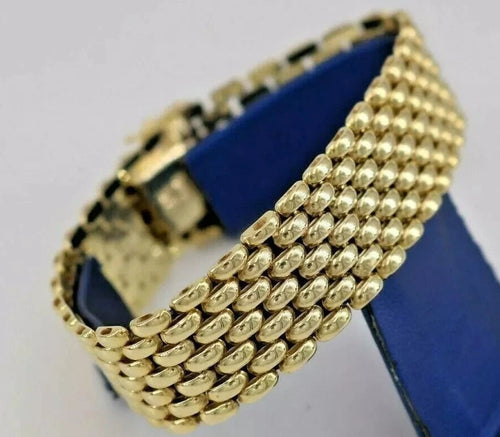 Fancy 14k Yellow Gold Wide Bracelet, Made in Italy, 37.5gm, 7.5", S105159