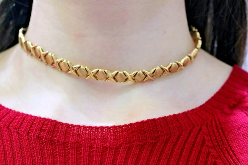 14k Yellow Gold XOXO Design Ladies Necklace, 31.1gm, 17 Inches S108376