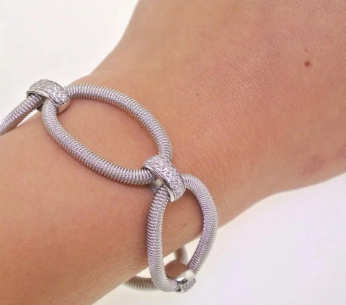 Fancy 1.40 C.T.W Diamond Ladies 18k White Gold Bracelet 27gm, 7", S13321