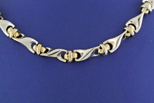 14k Two Tone Gold Fancy Men's Chain Necklace, 58.9gm, 23", S104587