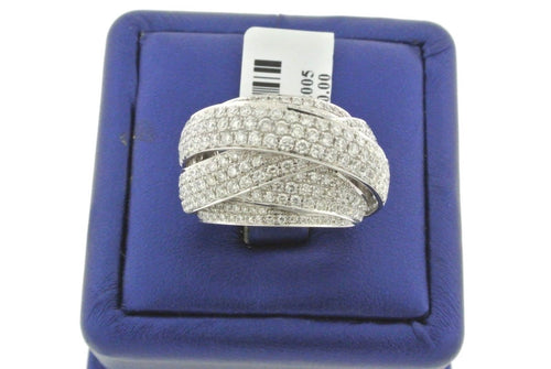 Fancy 18k White Gold 3.75 CT Diamond Cluster Ladies Ring, 14.3gm, Size 6.75