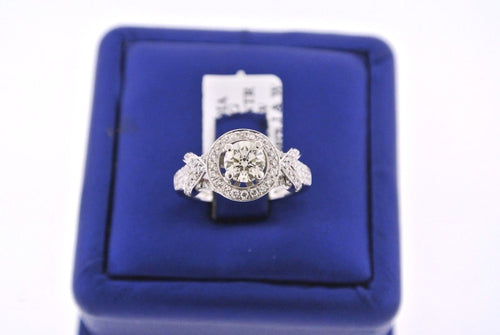 14k White Gold 1.25 CT Diamond Halo Engagement Ring, 5gm
