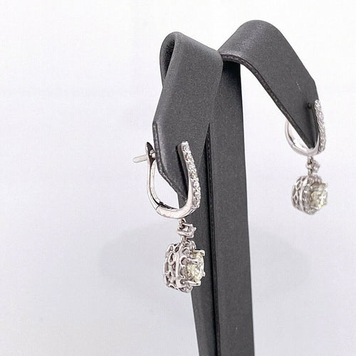 14k White Gold 2.00 CT Diamond Ladies Drop Earrings, 3.5gm, S101613