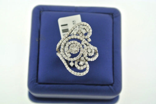Fancy 18k White Gold 2.00CT Baguette & Round Cut Diamond Ladies Ring