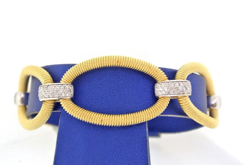 Fancy 18k Two-Tone Gold 1.40 CT Diamond Ladies Bracelet 27.7gm, 7 Inches, S13322