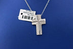 18k White Gold 0.35 CT Diamond Cross Pendant, 6gm, 24"