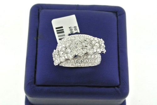 Fancy 18k White Gold 5.00 CT Diamond Cluster Ladies Ring, 9.4 gm, Size 6.5