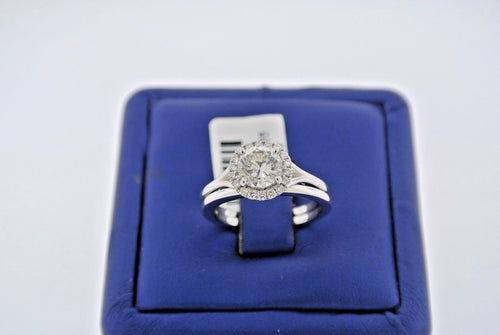 14k White Gold 1.50 CT Halo Diamond Engagement Set, 3.5gm, Size 6