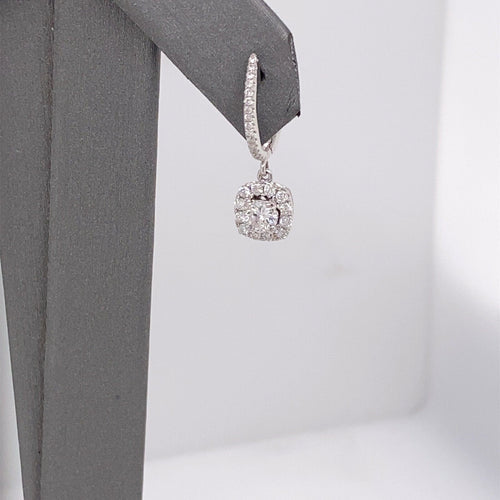 14k White Gold 0.75 CT Diamond Drop / Dangling Ladies Earrings, 2.6g, S100276