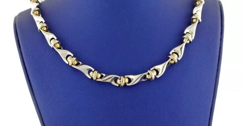14k Two Tone Gold Fancy Men's Chain Necklace, 58.9gm, 23", S104587