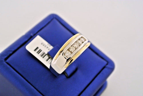 10k Two Tone Gold 0.75 CT Diamond Men's Band, 7.2gm, Size 10