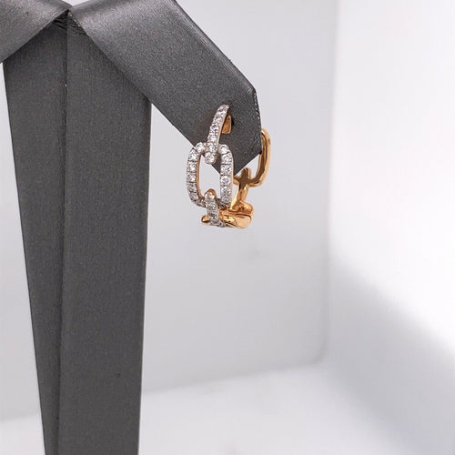 18k Rose Gold 1.00 CT Diamond Link Hoop Earrings, 6.1g, S14814