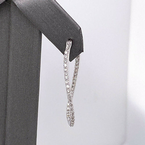 10k White Gold 1.20 CT Diamond Inside Out Figure 8 Hoop Earrings, 4.7gm, S14445