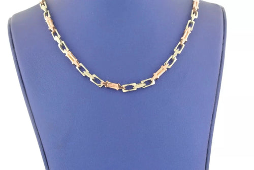 Fancy Men's 14k White & Rose Gold Chain Necklace, 47.8gm, 26 Inches, S104512