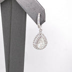 14k White Gold 3.50 CT Pear & Round Cut Diamond earrings, 4.1gm