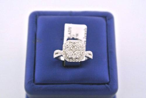 14k White Gold 2.00 CT Diamond Halo Cluster Engagement Ring, 5gm