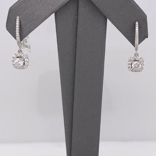 14k White Gold 0.75 CT Diamond Drop / Dangling Ladies Earrings, 2.6g, S100276
